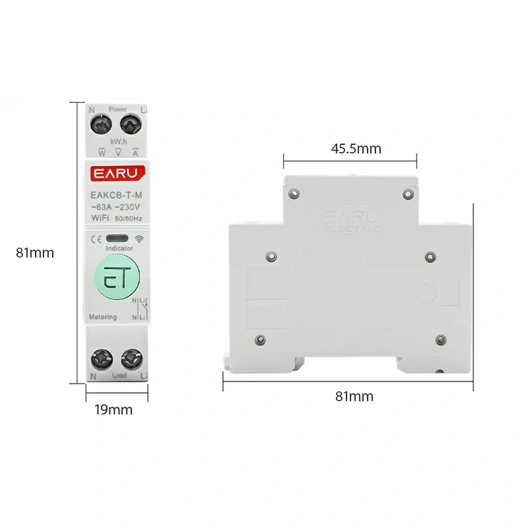 Sido vy av elmätare med skydd för anslutningsplintar