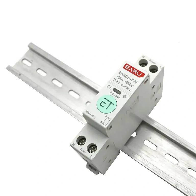 WiFi-elmätare monterad på DIN-skena i elpanelen