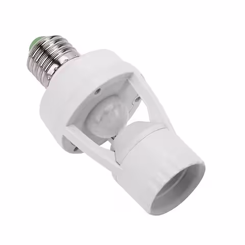 E27-sockel med PIR-rörelsesensor och skymningssensor – 360° detektion, justerbar timer