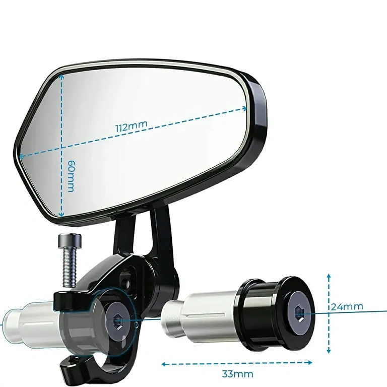 Sportiga speglar för cyklar och scooters Sportiga speglar, monterbara under styret