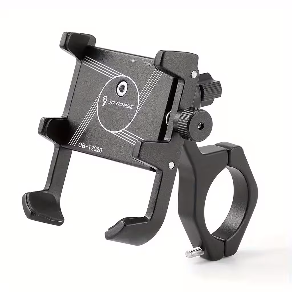 Justerbart telefonfäste för motorcykel, cykel, el-scooter och ATV – svart aluminium