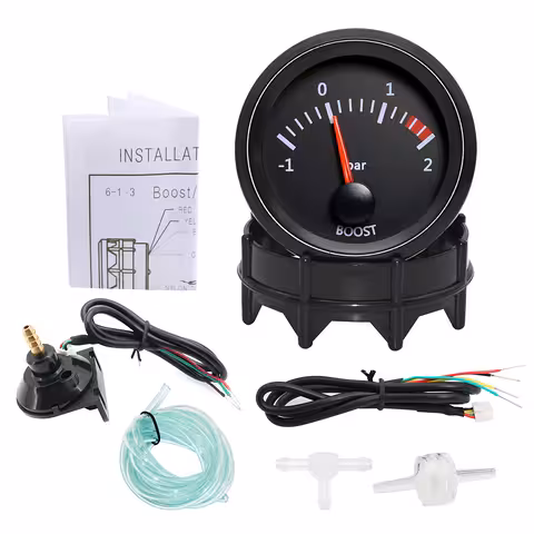 Turbo boost mätare 2 bar – 52mm manometer med indikator och monteringsfäste