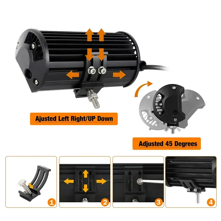 Set med två LED BAR med stabilt fäste för terrängfordon