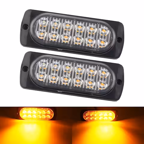 Gula LED-stroboskop för bil 12V–24V – Professionella blixtar för grill, frontbåge, lastbil, ATV, bil