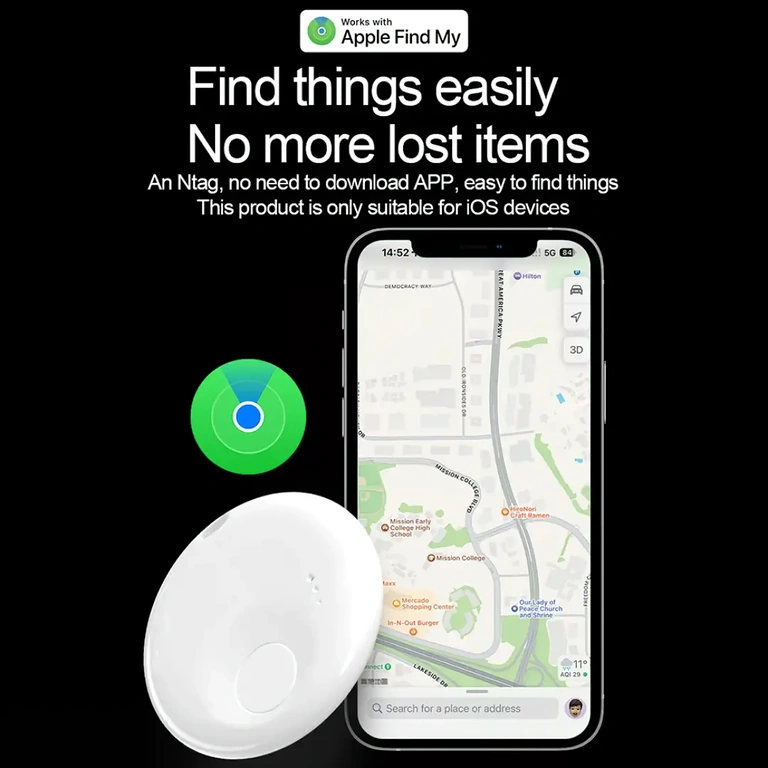 GPS-enhet som använder Find My-nätverket för lokalisering