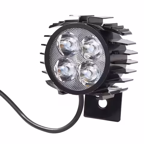 LED-strålkastare med integrerat horn för el-scooter och elcykel – 12V–72V kraftfull och hållbar