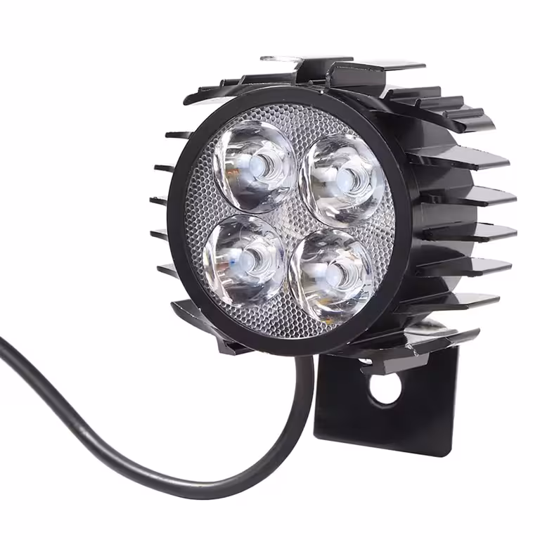 LED-strålkastare med integrerat horn för el-scooter och elcykel – 12V–72V kraftfull och hållbar