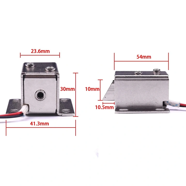 Mått på elektromagnetlås 12V visade på bild