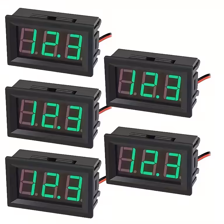 Set med 5 digitala panelvoltmätare 5V–120V DC
