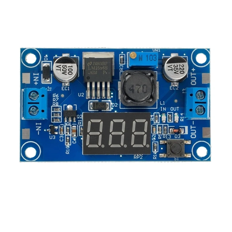 LM2596 step-down modul med display – framvy