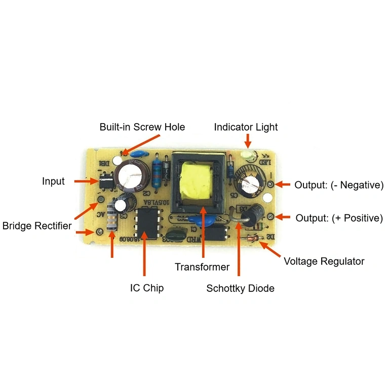 Teknisk etikett – 5V 2A strömförsörjning Teknisk information på etikett för 5V strömadapter