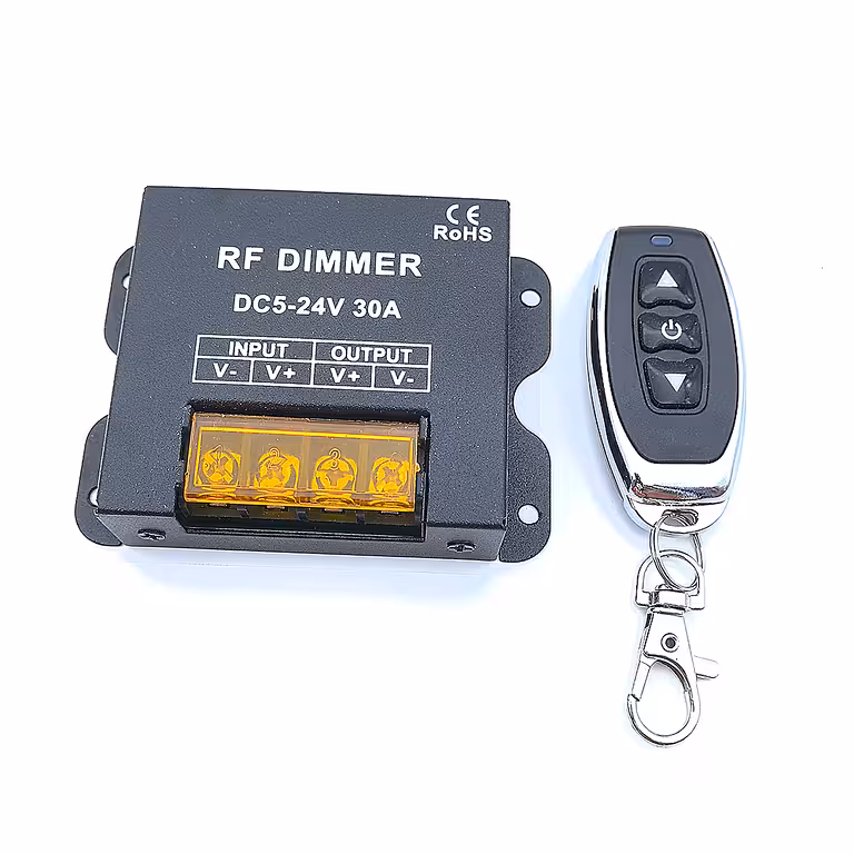 LED-band dimmer 5V 12V 24V 30A med RF-fjärrkontroll – DC-controller för monokroma LED-band