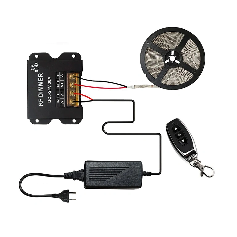 Kopplingsschema för LED-banddimmer DC 5V 12V 24V 30A