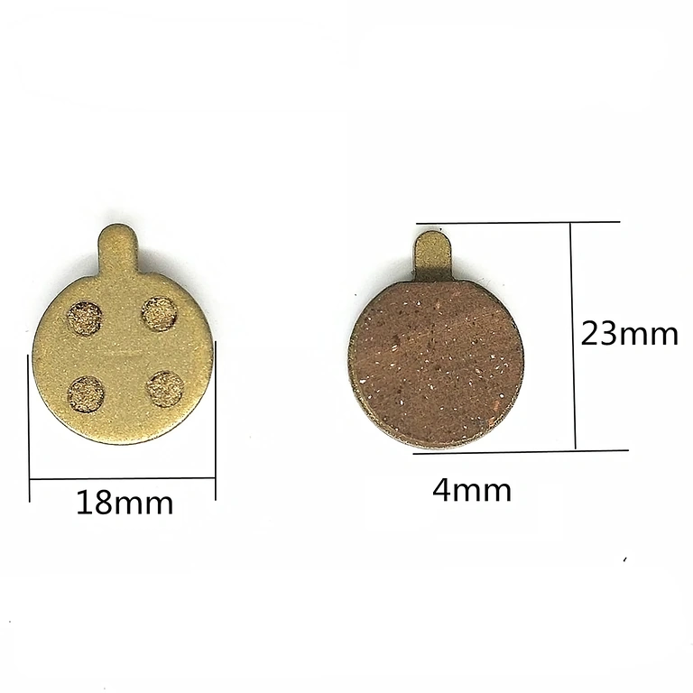 Exakta mått på bromsbelägg (18 x 23 x 4 mm)