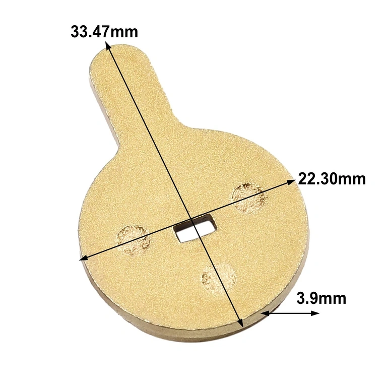 Mått på bromsbelägg: 33,5 x 22,3 x 3,9 mm
