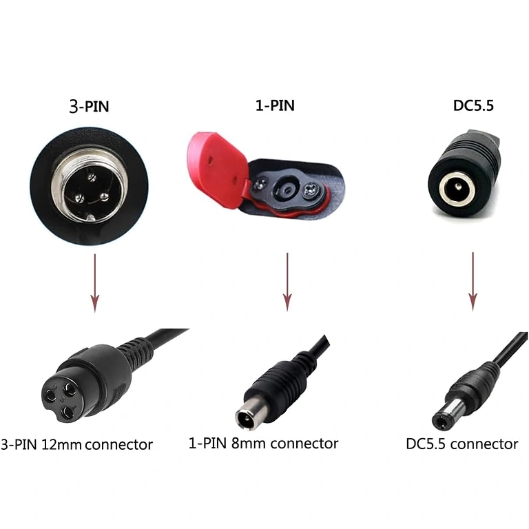 36V–42V 3A-laddare för Xiaomi och Segway-Ninebot, 8 mm coax-kontakt