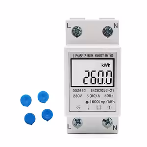 Enfas elmätare med digital display för energiförbrukning, DIN-skenemontering