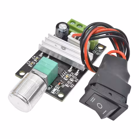 DC-motorcontroller 6V 12V 24V 3A – PWM-regulator med knapp för riktning, spänningsreglering