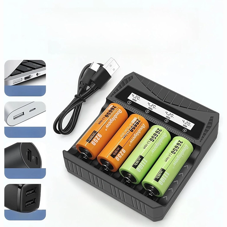 Universalladdare med Li-ion-batterier monterade