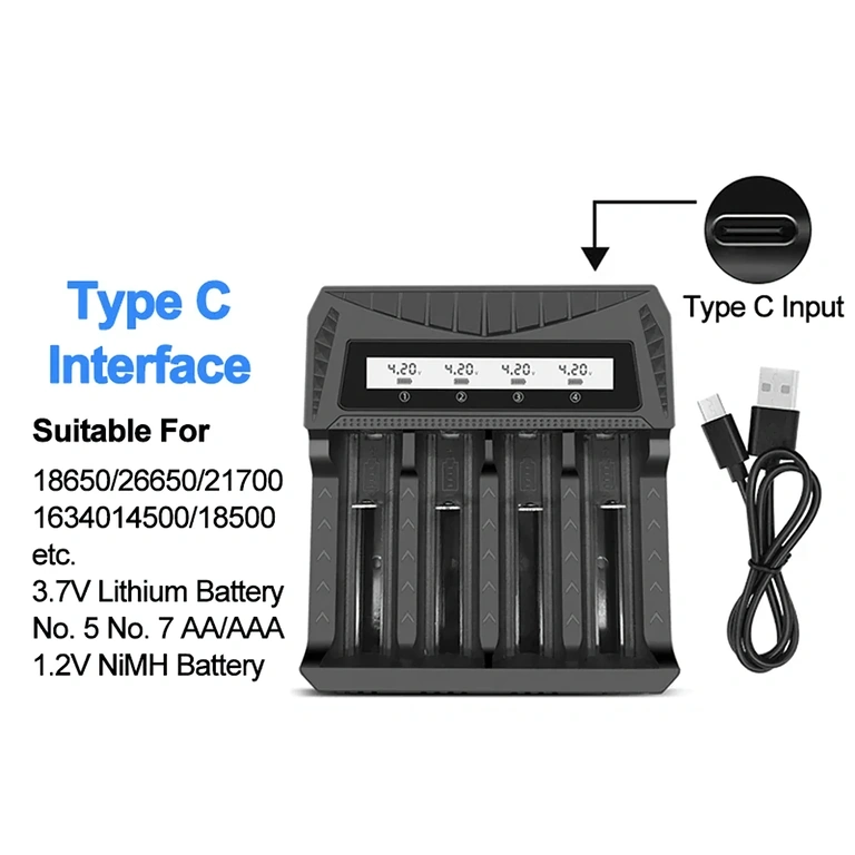 Laddare kompatibel med flera batterityper