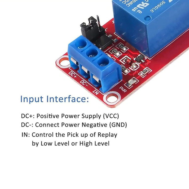5V relämodulset med optokopplare, 1 kanal, kompatibel med Arduino och Raspberry Pi