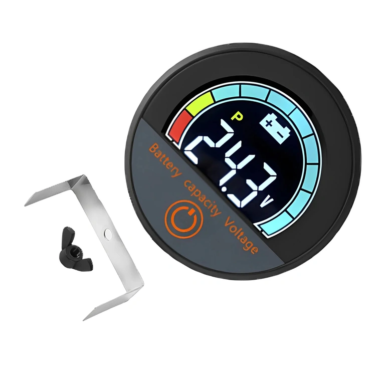 Framsida av digital modul med batteriprocent och voltmeter, Li-ion och LiFePO4, 12V–72V, för cykel, elscooter och elskoter