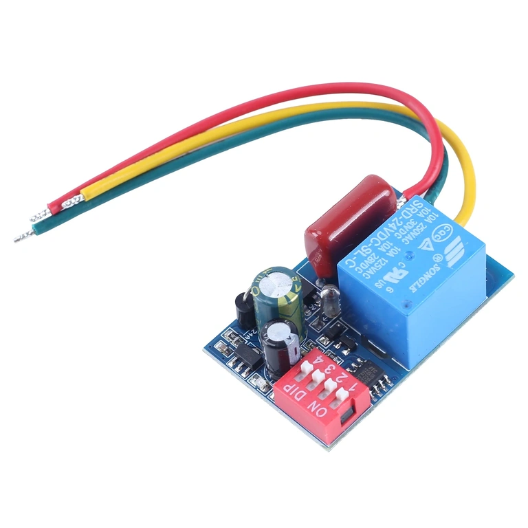 Komponenter på mekanisk/analog tidsrelämodul, detaljvy