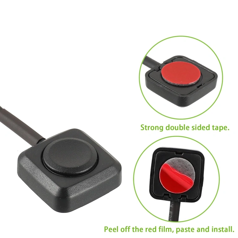 Baksida av mini-knapp med dubbelhäftande tejp för montering