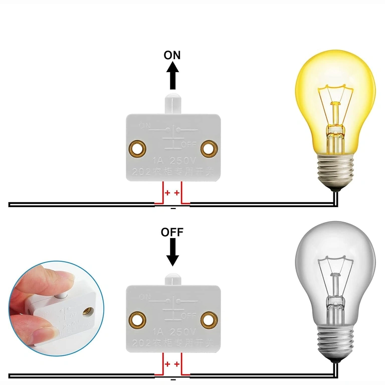 Skåpdörrsbrytare i nedtryckt position