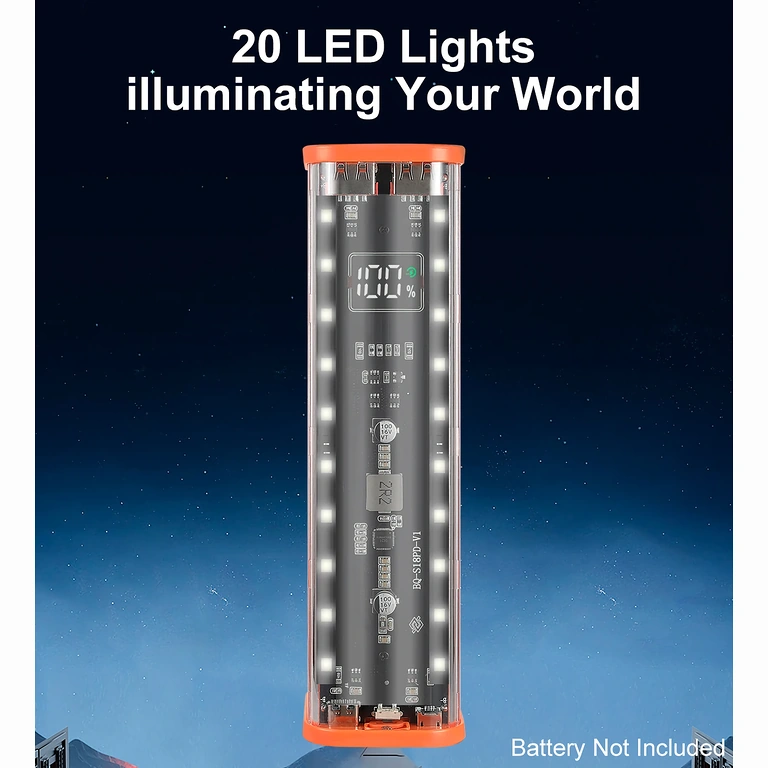 Inbyggd LED i powerbank-hölje, aktivering via knapp