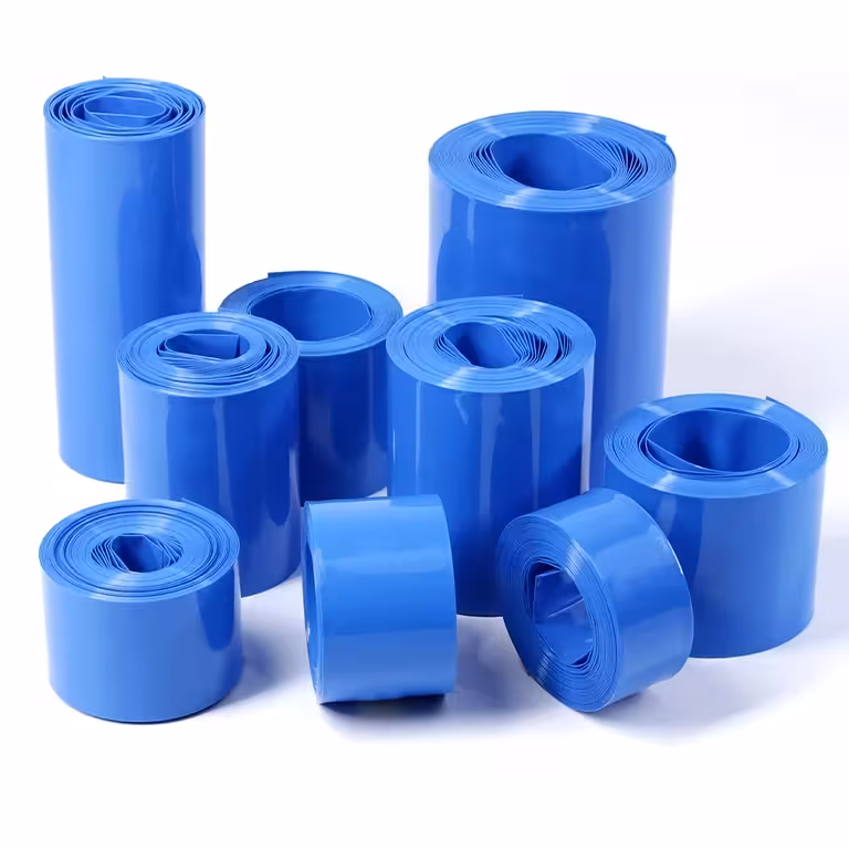 Cellpack värmekrympslang blå för 18650-batterier, per meter (1 m), diametrar 120 mm, 160 mm och 200 mm