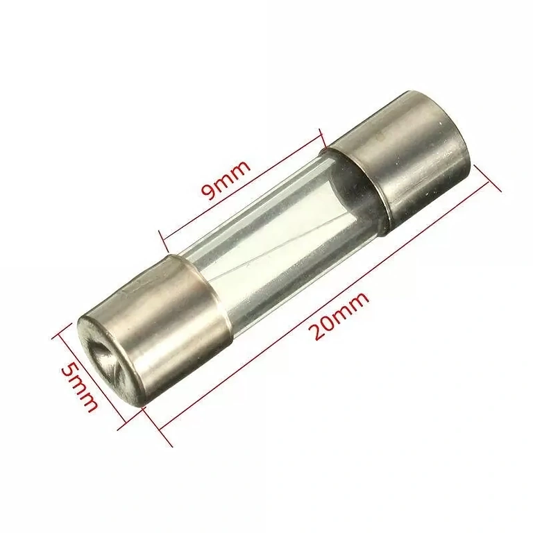Glas-säkring 10A 5x20 mm – måttdiagram