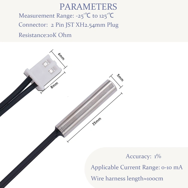 Set med 4 NTC-sensorer för automatisering Set med 4 NTC 10K-givare för termisk automation