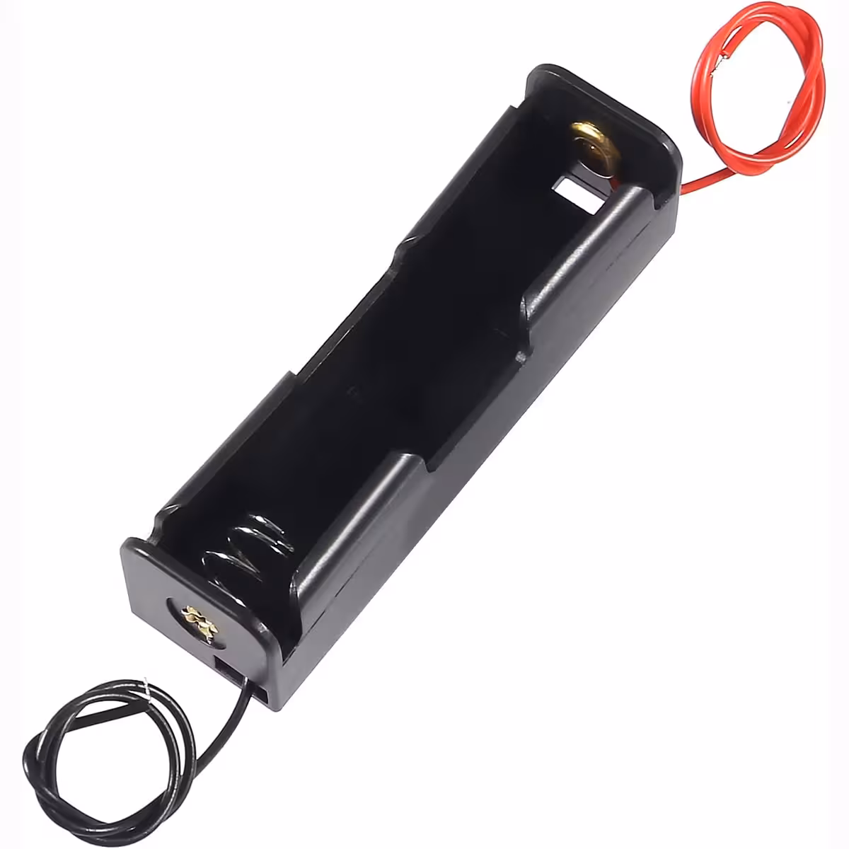18650 batterihållare med röda och svarta kablar