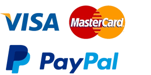 Säkra betalningsmetoder: PayPal, Visa och Mastercard